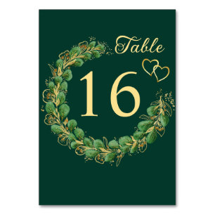 Numeração De Mesa Casamento de Tom Emerald Green Eucalyptus Wreath J