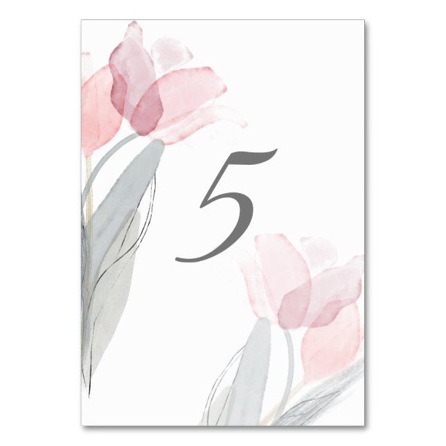 Numeração De Mesa Casamento de Tulipas Rosa-Primavera de-Aquarela Si (Frente)