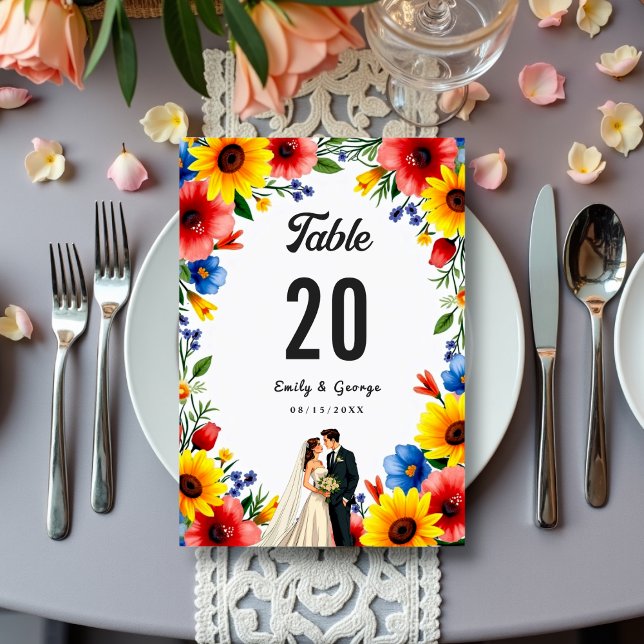 Numeração De Mesa Casamento de Verão com Casal de Jardim Floral de W (Criador carregado)