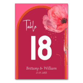 Numeração De Mesa Casamento de Verão Floral Cor-de-Rosa e Laranja