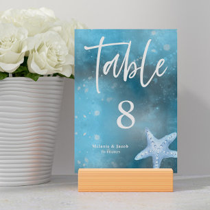 Numeração De Mesa Casamento de Verão no Mar Azul Profundo