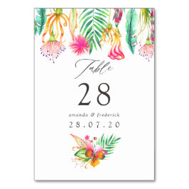 Numeração De Mesa Casamento de Verão Tropical Floral Aquarela na Pra