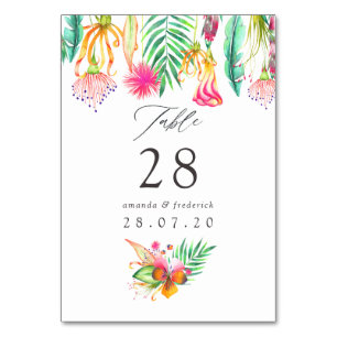 Numeração De Mesa Casamento de Verão Tropical Floral Aquarela na Pra