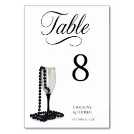 Numeração De Mesa Casamento de Vidro de Champanhe de Pérolas Pretas