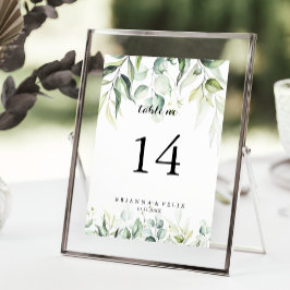 Numeração De Mesa Casamento de Watercolor Eucalyptus Greenery