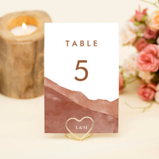 Numeração De Mesa Casamento de Watercolor Modern Burnt Orange Terrac
