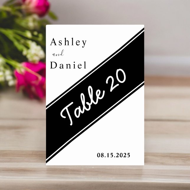Numeração De Mesa Casamento Delicado Branco E Preto Moderno Elegante (Criador carregado)