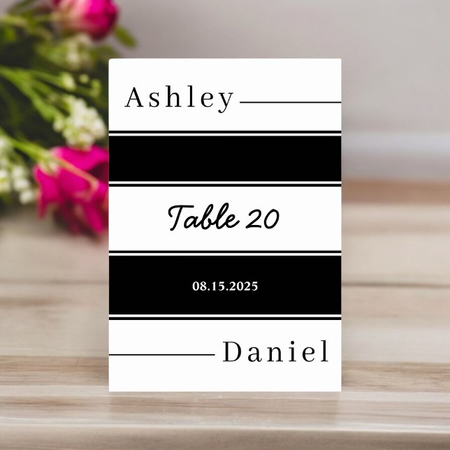 Numeração De Mesa Casamento Delicado De Stripes Negras E Brancas Ele (Criador carregado)