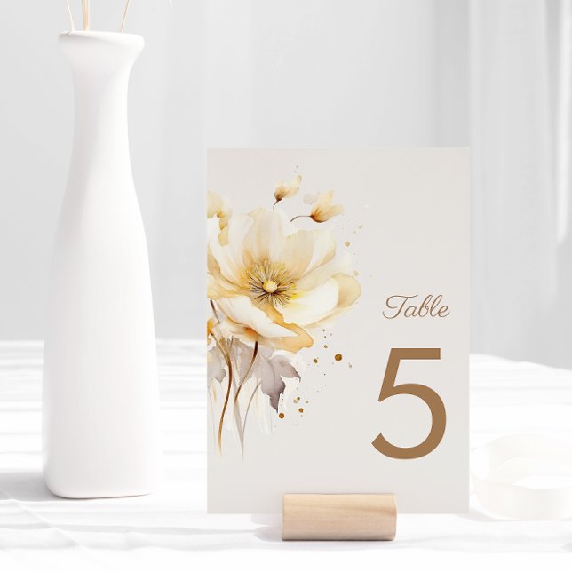 Numeração De Mesa Casamento Delicado Floral de Aquarela Elegante (Criador carregado)
