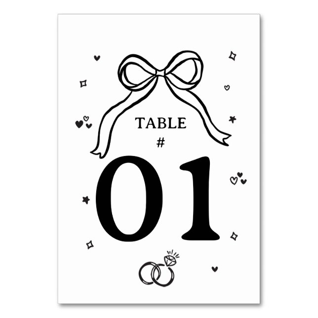 Numeração De Mesa Casamento Desenhado à Mão Minimalista (Frente)