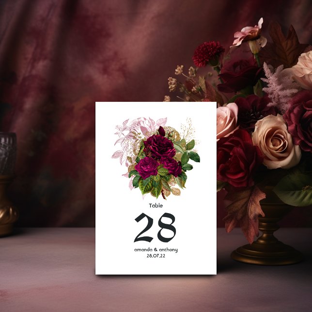 Numeração De Mesa Casamento Desgastado Bege Burgundy Dourado (Criador carregado)