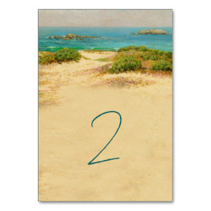 Numeração De Mesa Casamento Destino à Beira-Mar com Aquarela