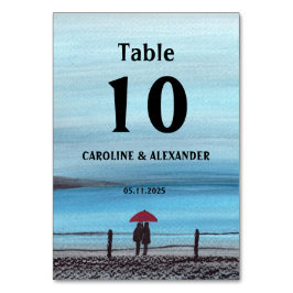 Numeração De Mesa Casamento do Casal de Guarda-chuvas Vermelho Elega