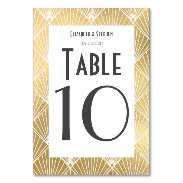 Numeração De Mesa Casamento do Elegante Gatsby Deco 1920 (Frente)