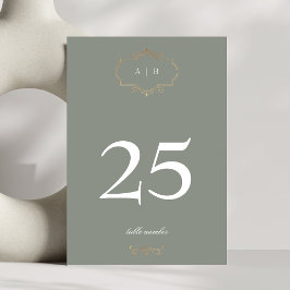 Numeração De Mesa casamento do monograma clássico de ouro verde-sena