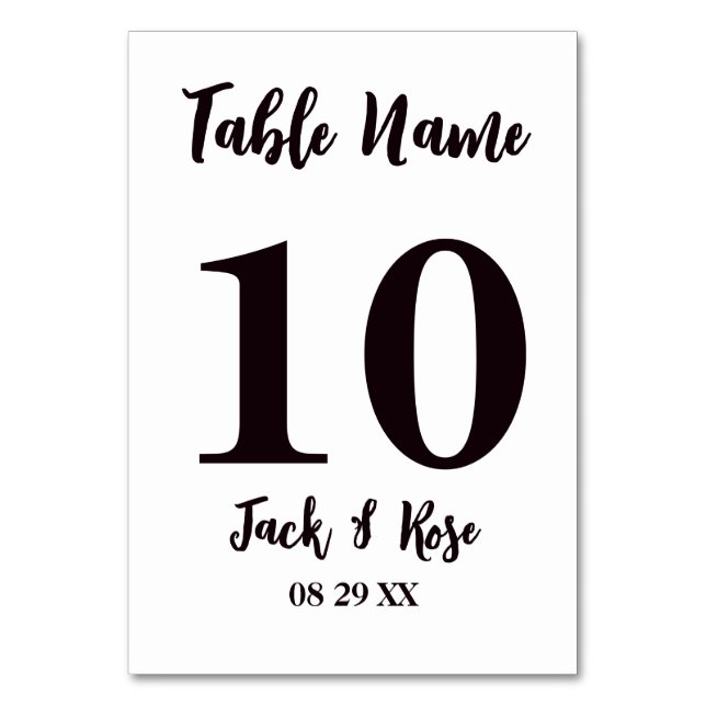Numeração De Mesa Casamento do Nome da Mesa Personalizada Moderna (Frente)