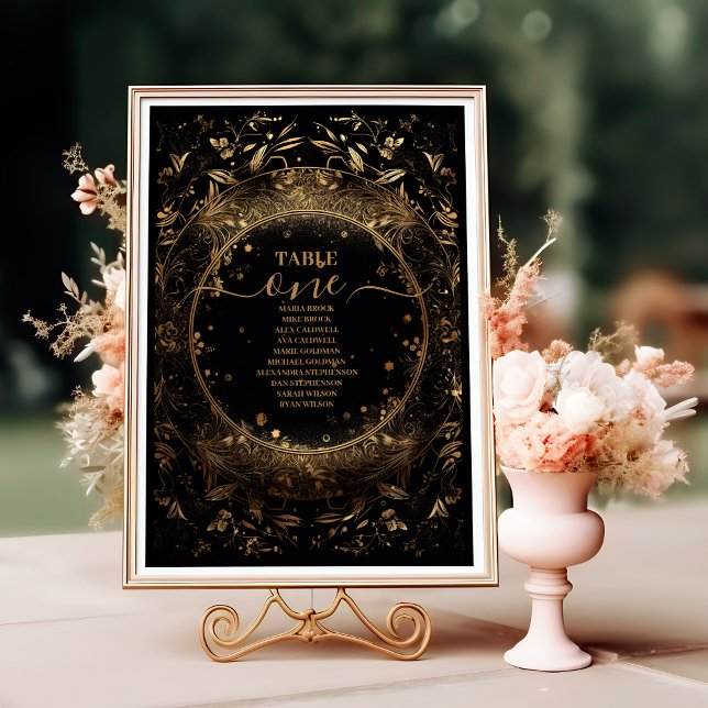 Numeração De Mesa Casamento Dourado Celestial Místico Negro (Criador carregado)
