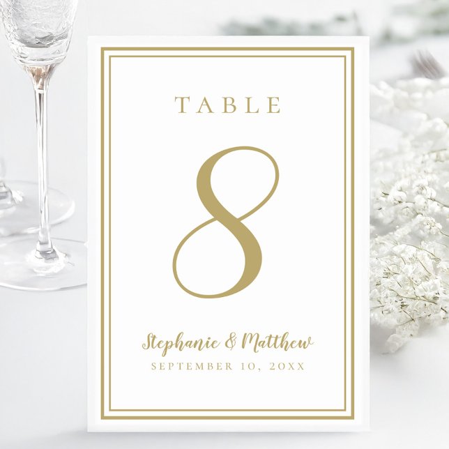 Numeração De Mesa Casamento Dourado Clássico Simples Moderno Persona (Modern Simple Classic Gold Wedding Customized Table Number)