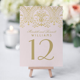 Numeração De Mesa Casamento Dourado com Glamor, Rosa-Pálido