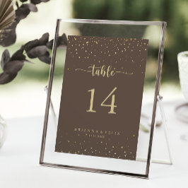 Numeração De Mesa Casamento Dourado Confetti Brown Calliografia