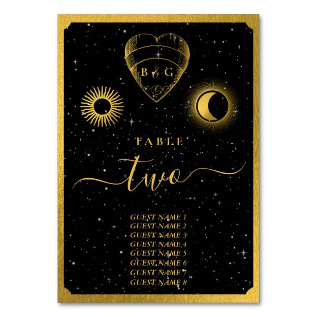 Numeração De Mesa Casamento Dourado das Estrelas Celestiais Crescent (Frente)