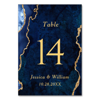 Numeração De Mesa Casamento Dourado de Agata Azul Moderno