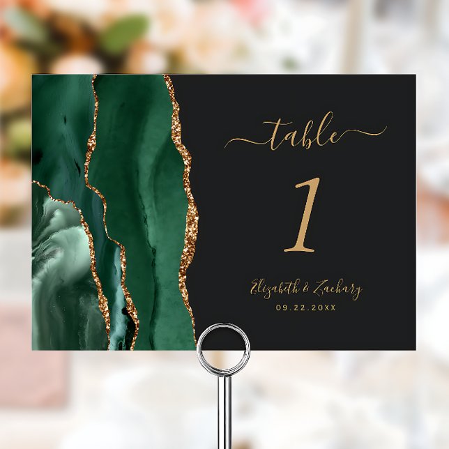 Numeração De Mesa Casamento Dourado de Agate Dark Emerald Green (Criador carregado)