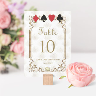 Numeração De Mesa Casamento Dourado de Arte Branca de Casino Glamoro