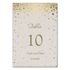 Numeração De Mesa Casamento Dourado de Confetti com Couro Branco Ele