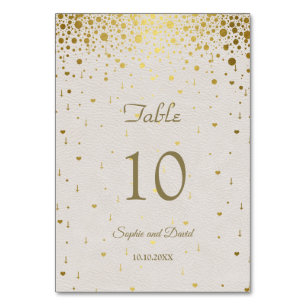 Numeração De Mesa Casamento Dourado de Confetti com Couro Branco Ele
