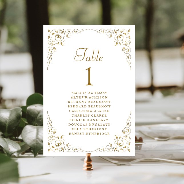 Numeração De Mesa Casamento Dourado de Folhagem Vintage (Criador carregado)