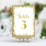 Numeração De Mesa Casamento Dourado de Frame Glitter Confetti<br><div class="desc">Adicione um toque de glamour e brilho à sua recepção de casamento com estes números elegantes de mesa. Apresentando uma moldura de confete em ouro brilhante sobre um fundo branco nítido, estas cartas criam um aspecto moderno e festivo. Personalize facilmente com os números das tabelas para uma definição de mesa...</div>