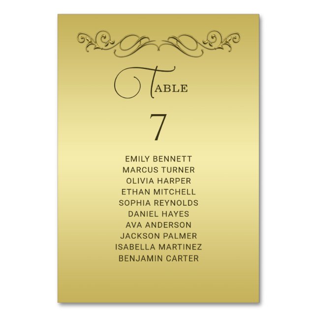Numeração De Mesa Casamento Dourado de luxo elegante (Frente)