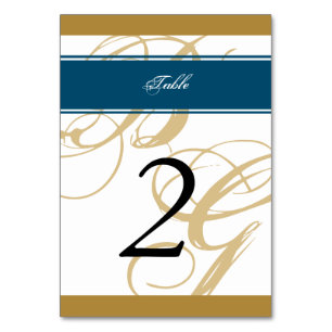 Numeração De Mesa Casamento Dourado de Monograma de Script Elegante 