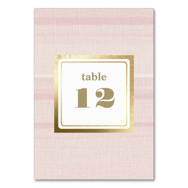 Numeração De Mesa Casamento Dourado de Padrão de Stripe Rosa (Frente)