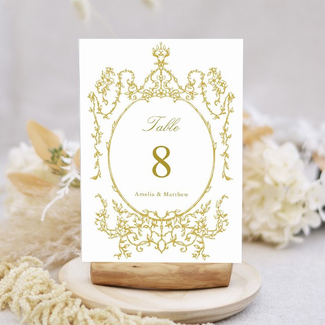 Numeração De Mesa Casamento Dourado de Quadro Floral Clássico (Criador carregado)
