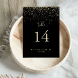 Numeração De Mesa Casamento Dourado de Rico de Caligrafia Confetti<br><div class="desc">Este número da mesa de casamento do guião de rico de caligrafia dourada é perfeito para um casamento rústico. O simples e elegante design apresenta um espumante confete de ouro acoplado a uma tipografia de na moda. Este é um número de tabela de dois lados. Adicione cada número de tabela...</div>