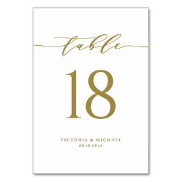 Numeração De Mesa Casamento Dourado de Script Simples e Minimalista