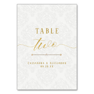 Numeração De Mesa Casamento Dourado do Lace Branco Elegante 2