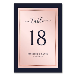 Numeração De Mesa Casamento Dourado do Rosa Blush Azul marinho
