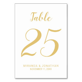 Numeração De Mesa Casamento Dourado e Branco de Script Moderno