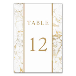 Numeração De Mesa Casamento Dourado e branco elegante de mármore