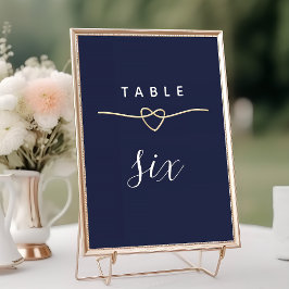 Numeração De Mesa Casamento Dourado e Marinho Azul Elegante