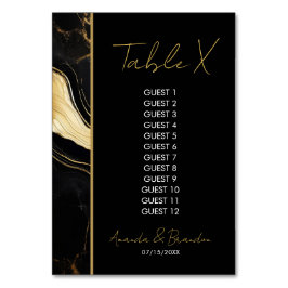Numeração De Mesa Casamento Dourado e negro de mármore