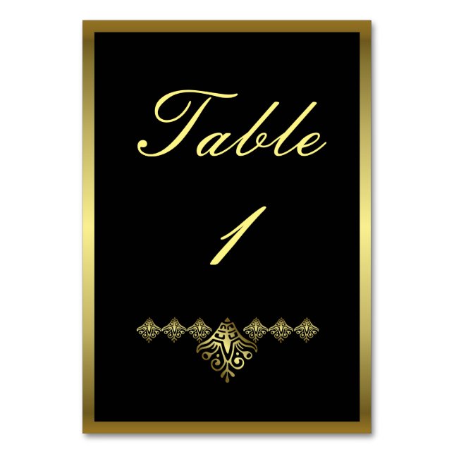 Numeração De Mesa Casamento Dourado e negro legante (Frente)