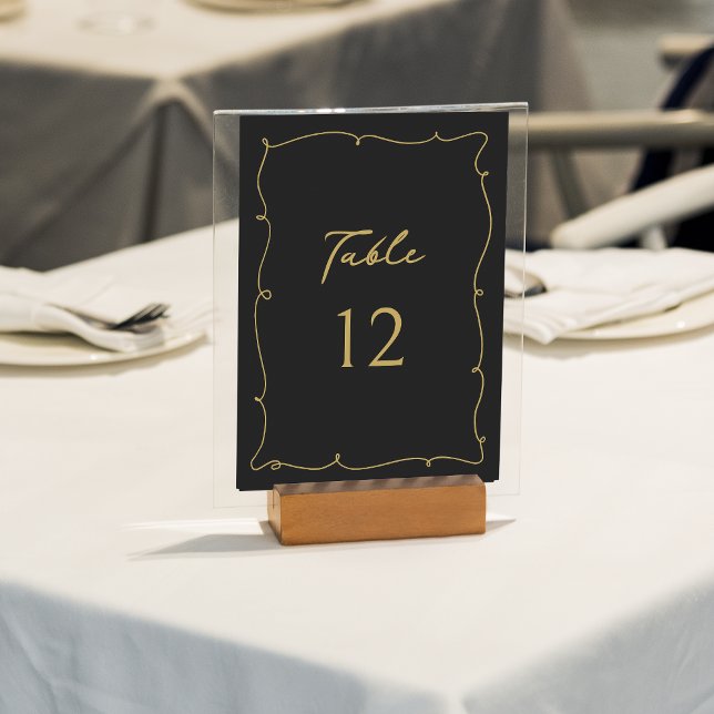 Numeração De Mesa Casamento Dourado e negro primitivo Elegante Vinta (Criador carregado)