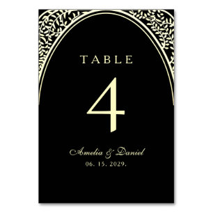 Numeração De Mesa Casamento Dourado e Preto Vintage