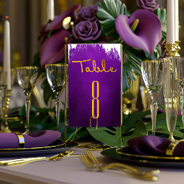 Numeração De Mesa Casamento Dourado e violeta violeta elegante