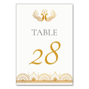 Numeração De Mesa Casamento Dourado Elegante da Índia