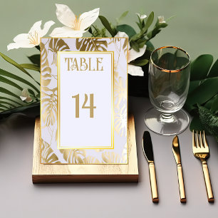 Numeração De Mesa Casamento Dourado Elegante Monstera Gilded